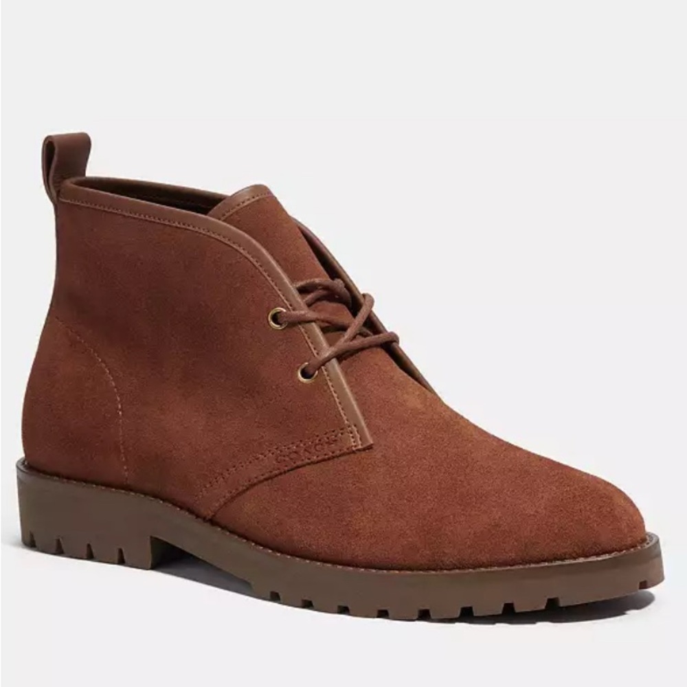 Coach Men’s khaki/ dark brown Desert Coach Boots size 9 BNIB